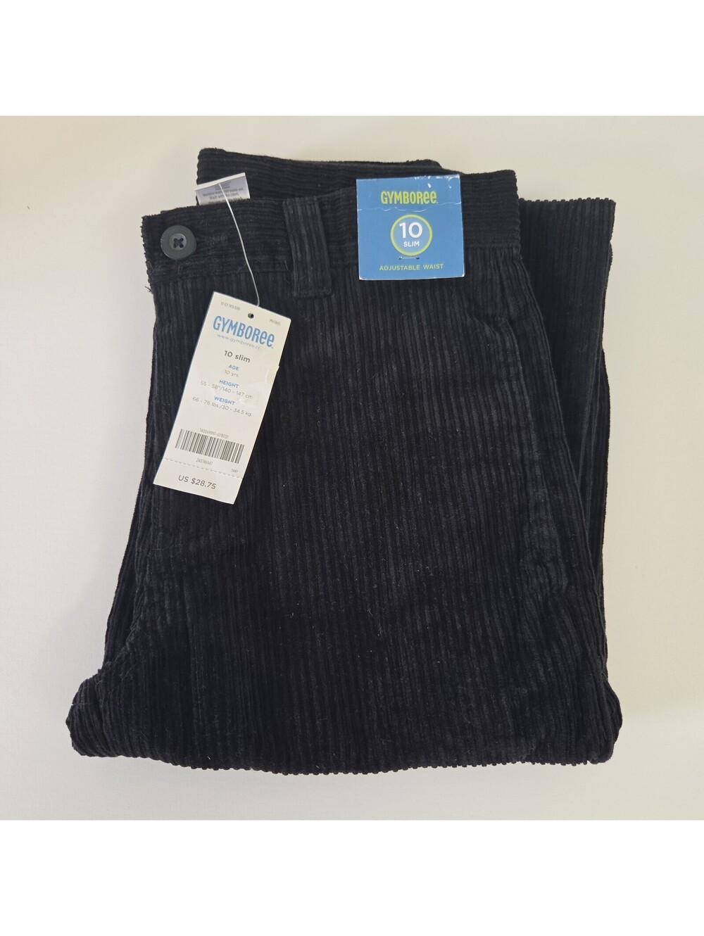 Gymboree Corduroy Pants Black Boy's 10 Slim With Adjustable Waist Holiday